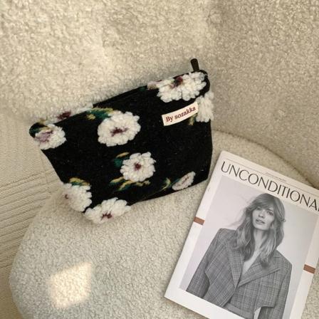 Kosmetisk förvaringsväska Plysch Makeup Organizer SVART Black