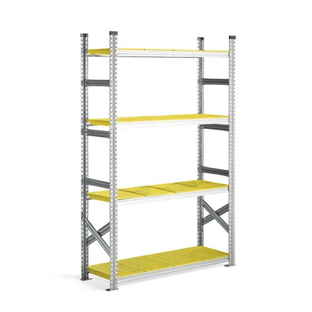 Regalsystem TRANSFORM, Grundmodul, 1972 x 1200 x 400 mm, Kunststoff gelb