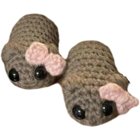 Sød hamster, sød hamster bamse, sød hamster hæklet par dekoration gave, håndlavet hamster dekoration 2 pak Without keychain