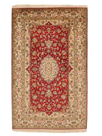 Medaljonkikuvioinen Pieni Kashmir 100% Silkki 24/24 Quality Matot 81X130 Silkki