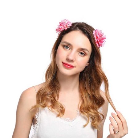 Hiusnauhat vaaleanpunaisella kukilla hiuslisävaruste diadem hiuskukka