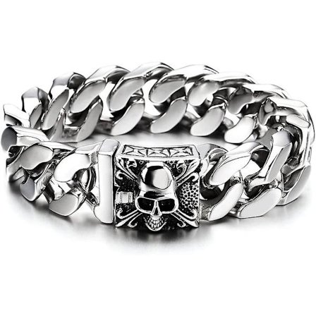 Stort armband i rostfritt stål med Fleur De Lis A