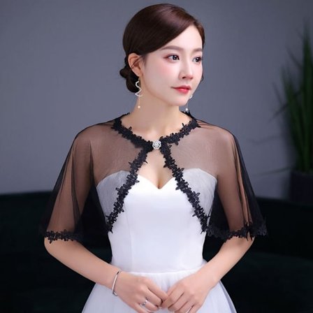 Morsian huivi Evening Prom Cape MUSTA