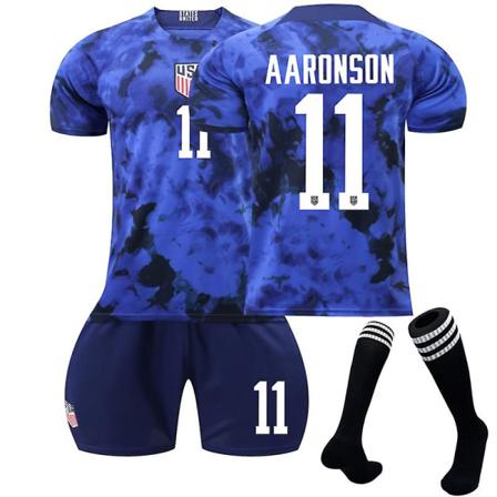 Argentina Borta Set #22 #10 #21 #11 T-shirt Fotbollsuniform No.11 Brenden Aaronson 24