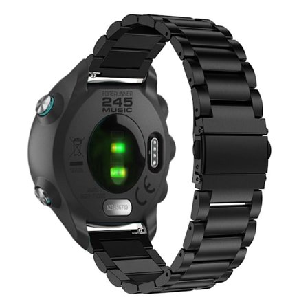 Garmin Forerunner 245 solid rustfrit stål Urrem - Sort