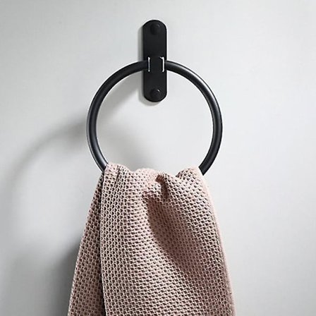 Svart romaluminium håndkleholder Rund veggmontert stativ