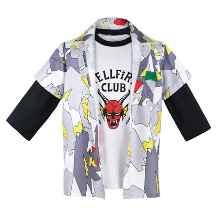Stranger Things cosplay-dräkt, cheerleader-jumpsuit, jacka, skjorta, T-shirt, långärmad Hellfire Club T-shirt