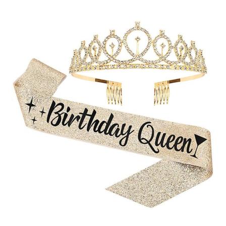 1 Sæt Fødselsdagskrone Kreativ Fødselsdagsdronning Sash Fødselsdagsfest Tilbehør Assorteret Farve 158X9.5cm Assorted Color 158X9.5cm