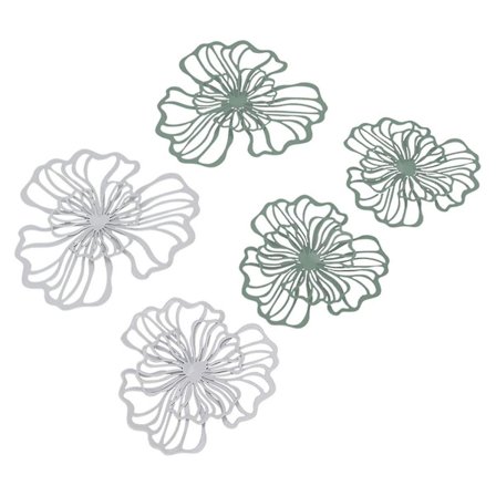 5 STK Metal Vægkunst, Badeværelsesindretning Vægkunst Guld Badeværelsesindretning 3D Vægdekoration Guld Vægkunst Blomstervægdekoration