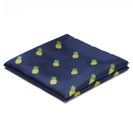 Fazzoletto da taschino double face blu navy con ananas per uomini - Fazzoletti da taschino fantasia
