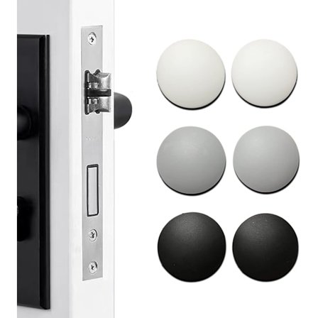 6 stk. 2'' dørstoppere veggbeskytter - runde silikon dørknotter vakt veggskjold - selvklebende dørhåndtak støtfanger lyddemper for vegger (hvit, grå, 