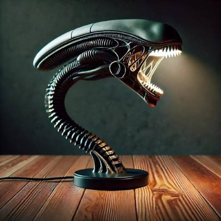 Xenomorph Alien Skrivebordslampe, Dekorativ LED-lampe, Samlerobjekt Filminspireret Design, Sort (A-Snake) H16,99cm*L18,99cm*B8,00cm