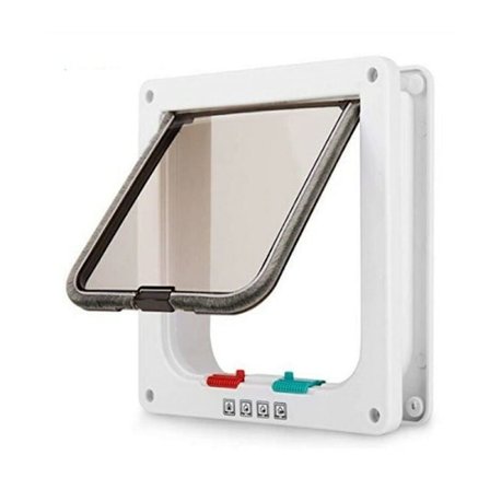 Smart kattelem dør hvid farve 25x23.5x5.3cm Praktisk til installation--