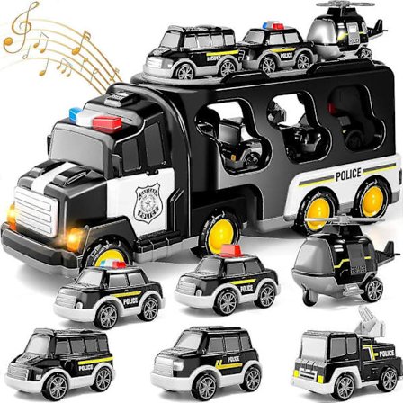 7-i-1 Lastbil Friktionsdrevet Legetøjsbil, Brandbil Legetøj Byggebil Legetøj Politilastbiler Legetøj til Småbørn, Fødselsdagsgaver til Børn