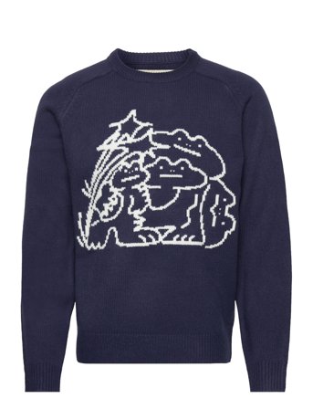 Taikan By Joshua "Frogs" Knit Sweater-Navy Knitwear Half Zip Pullover Marineblå Taikan*Betinget Tilbud