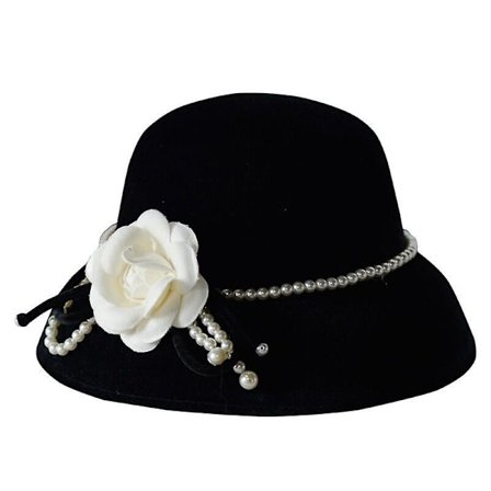 Dame Camellia Pearl Hat Vinter Dame Vintage Elegant Blomster Top Hat V