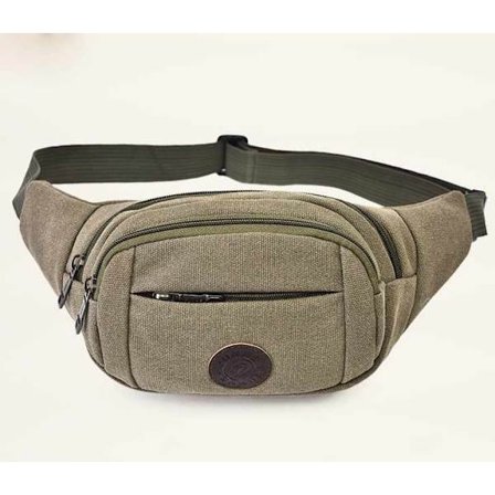 Taljetaske - 3 rum i lærredsstof Justerbar