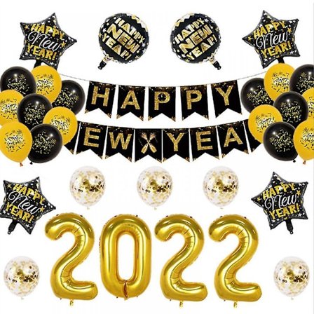 Happy New Year Banner For 2022 New Years Party Decoration Black And Gold, New Year Glitter Paper Hanging Banner For 2022 New Years Eve Party Decoratio