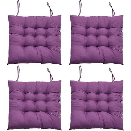4-osainen istuintyynysetti ruokapöydän tuoleille, 40 x 40 cm mukava istuintyyny ruokapöydän tuoleille, keittiötuolin tyyny nauhoilla (liila)