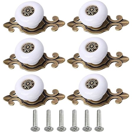 Sminkbord 6 delar skåp med lådor keramisk rund knopp barnrum, vit