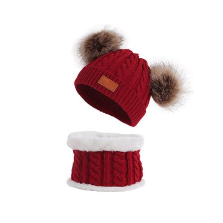 Winter Kid Barn Stickad Mössa Scarf Set Varm Andas