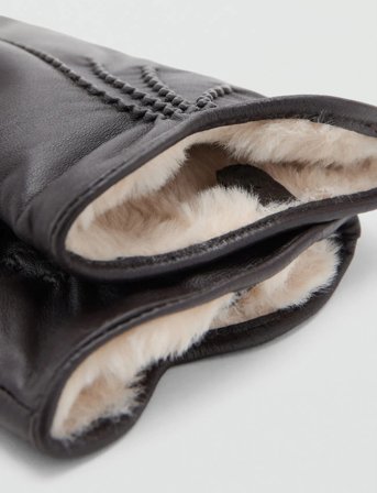Mango Leather Gloves - Brown - S