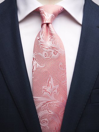 John Henric Men's Korallfarbene Paisley Krawatte Size 7,5