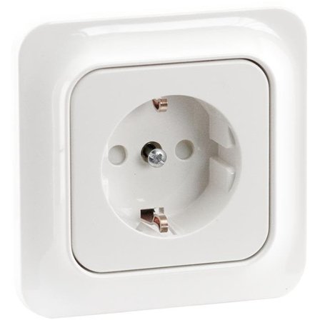 Schneider Electric Trend Vägguttag infällt, jordat med 1-facksram, Strömbrytare & vägguttag