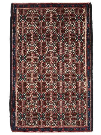 73X112 Tapis D'orient Senneh Noir/Rouge Foncé (Laine, Perse/Iran)