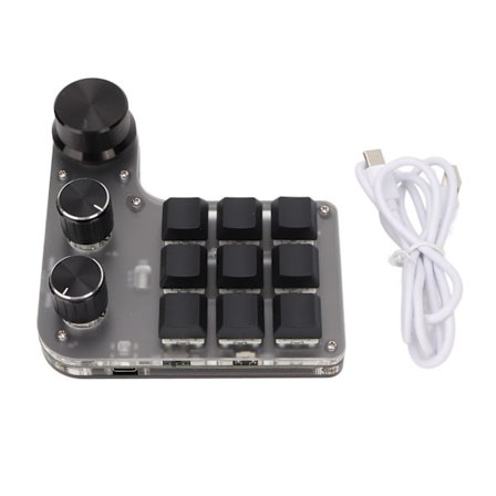 Programmerbar makro-tastatur 9 taster 3 knapper USB Bluetooth-forbindelse OSU Gaming-tastatur til kontor, musik, medier