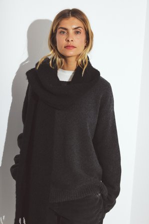 NA-KD Strickpullover aus Wollmischung mit Nahtdetail - Oversize Pullover - Grau - XS (EU 32)