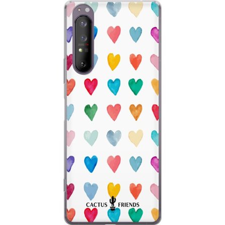 Yhteensopiva Puhelinkuori Sony Sony Xperia 1 II Cactus and Friends - Watercolor Love Grid