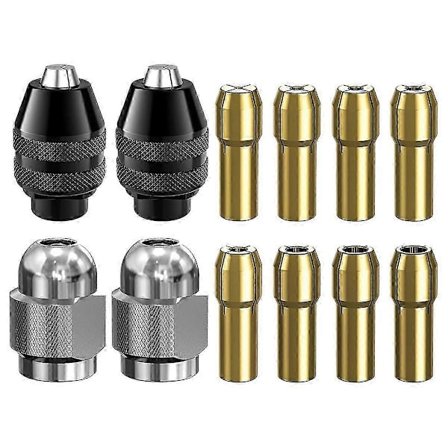 Borrfoderhylssats för Dremel, 12 st 1/32 tum till 1/8 tum Ersättning 4486 Borr Nyckellös Bit Chuc