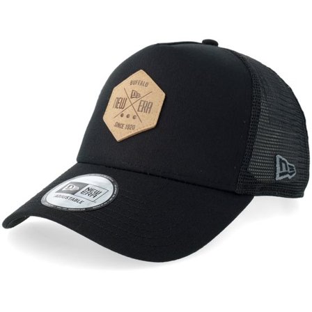 New Era - Svart trucker Keps - Heritage Patch 9FORTY Black A-Frame Trucker @ Hatstore