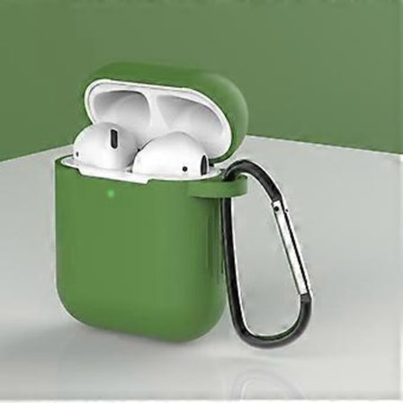 Grönt AirPods-fodral Skyddsfodral Kompatibelt för AirPods 2 & 1, AirPods 2 & 1 Fodral Silikonskydd [Synlig LED-indikator] [Stöd för trådlös laddning]