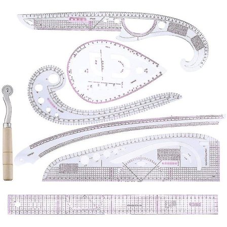 DIY Sy-rulle til skræddere - Sæt med franske kurver, tilbehør, kurvestok og mønsterdesign