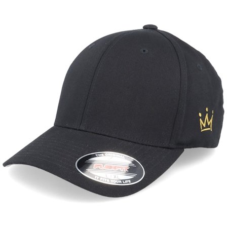 Iconic - Musta flexfit Lippis - Crown Side Emroidered Black Flexfit @ Hatstore