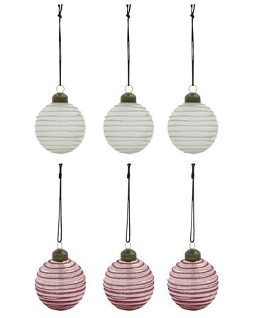 House Doctor Julekuler Lolli Rød-Hvit Ø6cm (6stk)