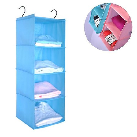 Hengende hylle skap, 4 rom Høy kvalitet bomulls camping skap arrangør hengende med jern ramme arrangør lagringssystem sett