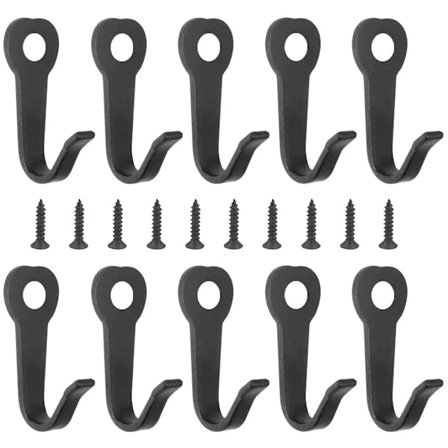 10 stk. sorte skruer kroker veggmontert jern kleskrok retro metall
