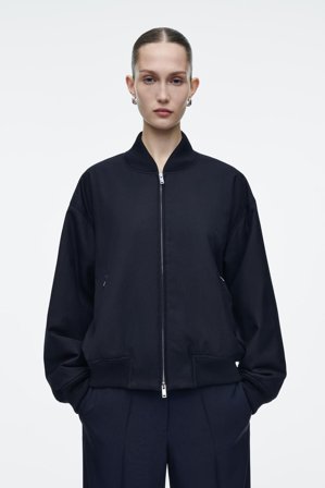 COS Women's Oversized Wool Bomber Jacket in Blue