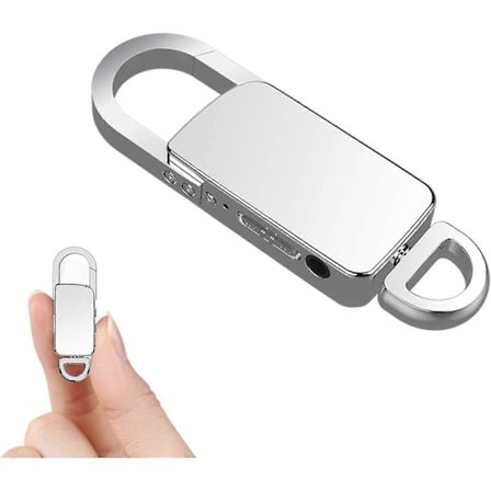 Mini Röstinspelare 8GB Nyckelring Liten MP3 Digital Inspelare, Silver