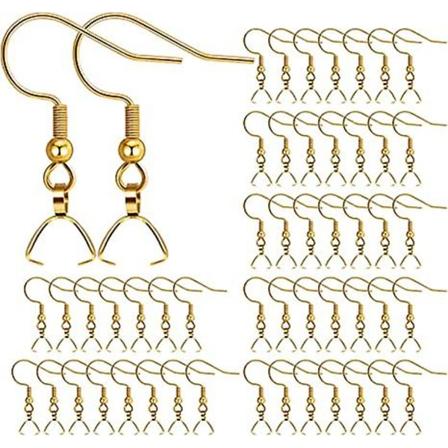 Örhängekrok 50 st/25 par, rostfritt stål öratråd fiskkrok, hypoallergena smyckestillbehör för smycketillverkning Golden