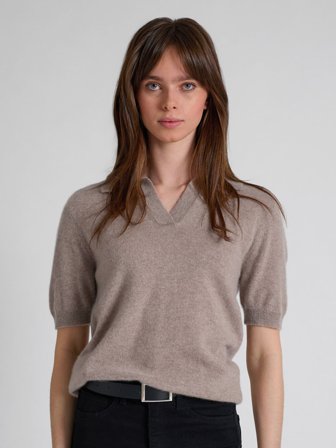 Beige pique en i ren kashmir | Dame XL