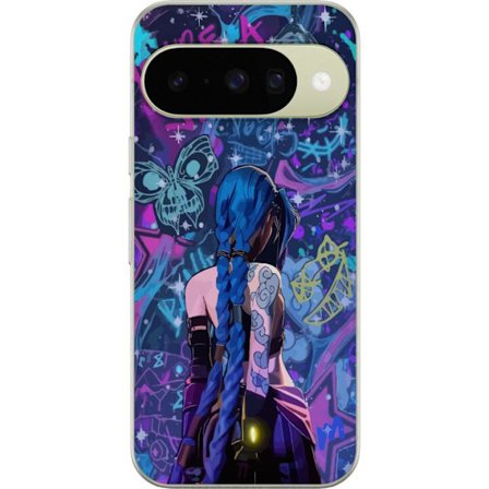 Kompatibelt Mobilskal till Google Google Pixel 10 Färgstark graffitiillustration med blåhårig karaktär i urban neonstil och kreativt kaos