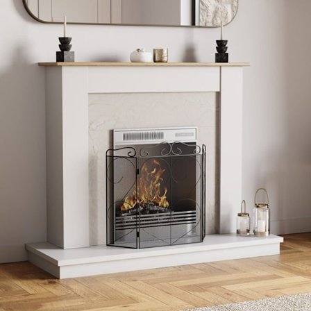 Trefaldig eldstadsskydd – skyddsskärm mot gnister och lågoro, svart