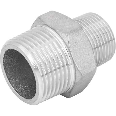 Dubbelreducerande koppling i rostfritt stål, röd gängad koppling V4a. 2 st 1/2" x 3/8" 20mm*25mm