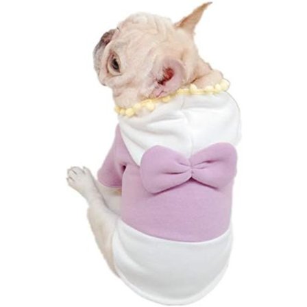 Hundkläder Höst Vinter Bomull Fleece Tröja med Lila Fluga för Stora Hundar Slåss Mot Lagen (XL)