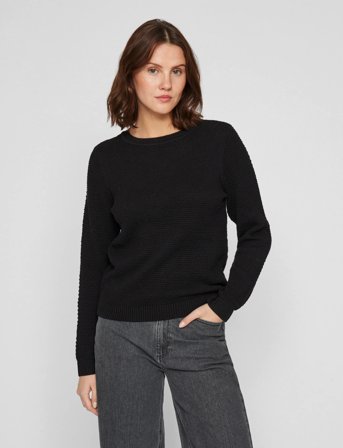 Vila Vidalo O-Neck L/S Knit Top- Noos - Black - XL
