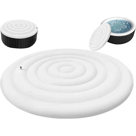 Uppblåsbart Lock för Bubbelpool | Spabad Lock | Platt Vikbart Lock med Handtag för Bubbelpool | Utomhus Regntätt Lock Vikbart Skydd med Värmeisolering